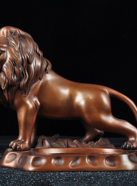 紫铜雄狮烟灰缸摆件创意烟缸家居客厅茶几办公室装饰品商务礼品