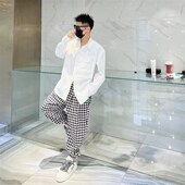 设计感胸前大口袋个性 衬衣春夏装 拉链衬衫 男宽松休闲白色青年长袖