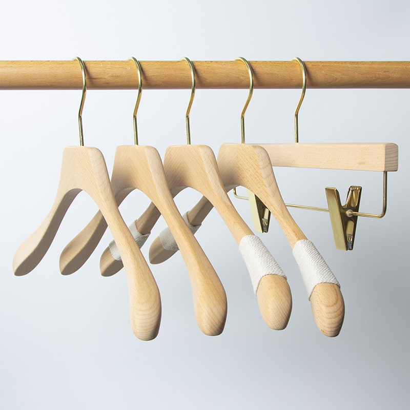 服装店衣架挂版无痕原木色无漆防滑木质商用实木头裤架女装衣撑子