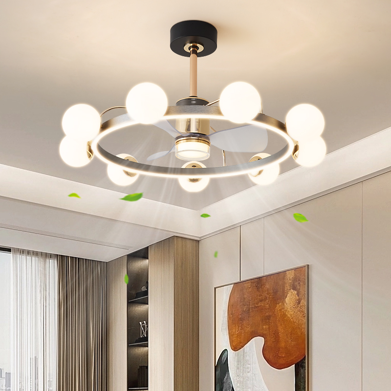 客厅吊灯现代简约大气大厅吊扇灯变频大风力餐厅卧室风扇灯吊扇灯