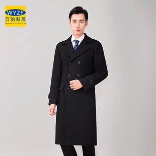 售楼部形象岗毛呢男大衣中长款秋冬季呢子外套酒店礼宾保安工作服