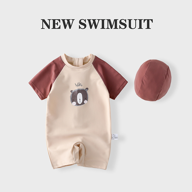 1-8岁宝宝泳衣儿童连体可爱游泳衣A类男童速干防晒训练泳装小童新