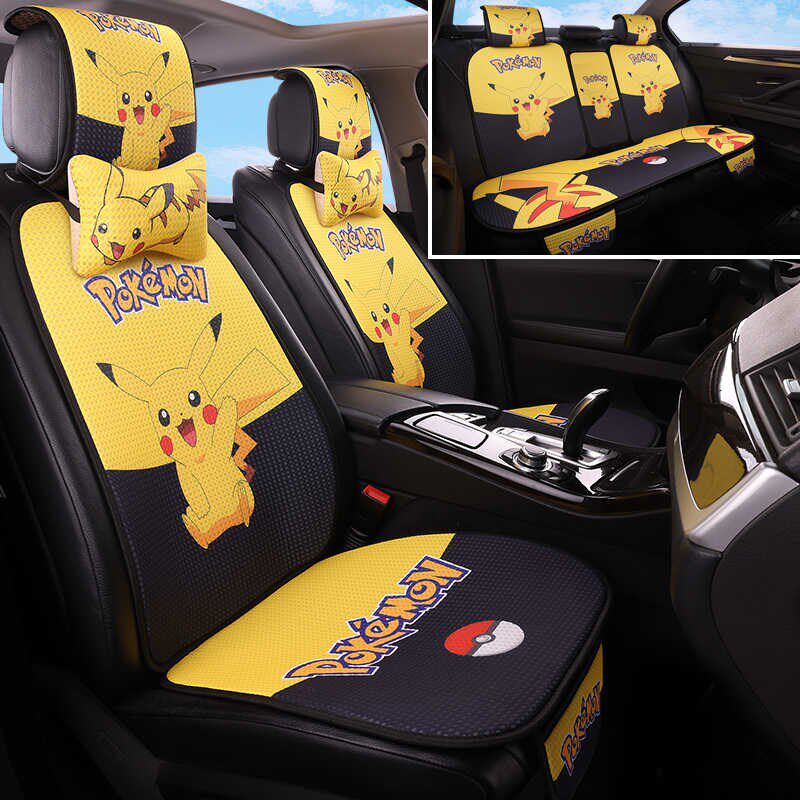 汽车坐垫四季通用透气蜂窝可爱y卡通网红女神款夏季凉垫防滑座垫