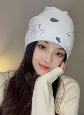 韩版可爱月子帽子春夏产妇帽纯棉a类透气夏季薄款孕妇帽产后夏天