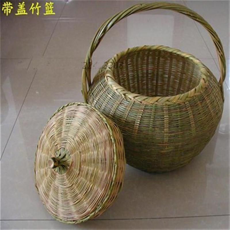 手工天然艺品手提小竹篮子竹制鸡蛋水果收纳篮竹编菜篮竹筐整理框