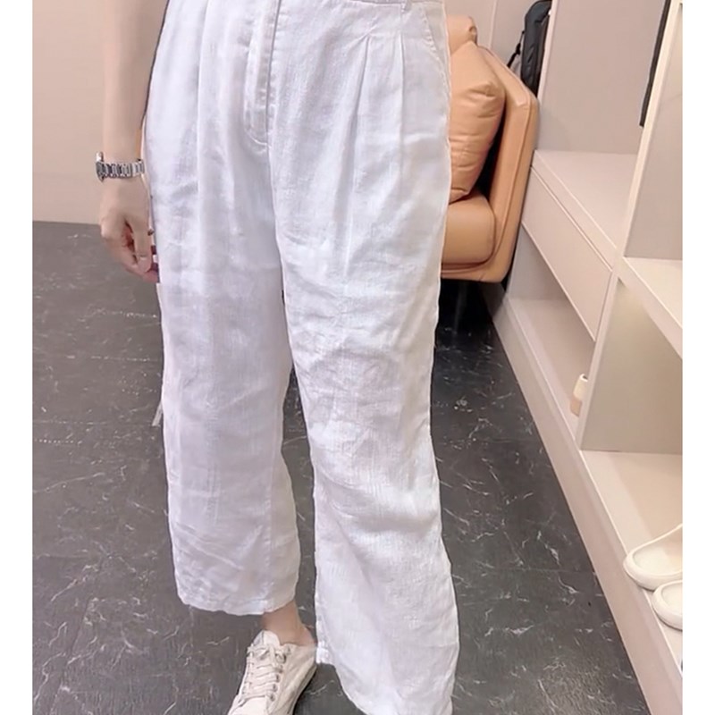 梨型身材裤子大码高腰薄款九分休闲裤女夏胖mm宽松显瘦直筒阔腿裤