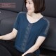 V领t恤女装 2021夏装 上衣 大码 宽松短袖 蕾丝中年妈妈女士半袖 打底衫