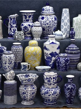 孤品大集合-古风装饰青花瓷花瓶仿古插花花瓶高温瓷花盆陶瓷摆件