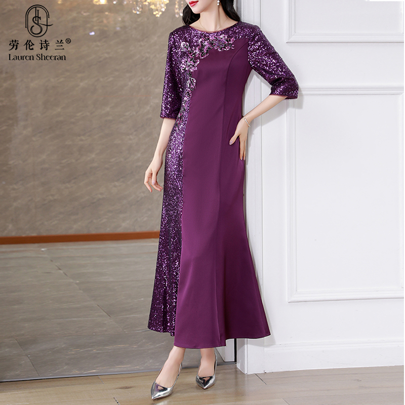 2025新款喜妈妈礼服高贵喜婆婆敬酒服订婚宴会连衣裙高端小众大码