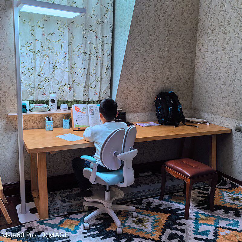 简约现代初中生桌家用沙发u长条书桌双人电脑桌笔记本桌原木学习