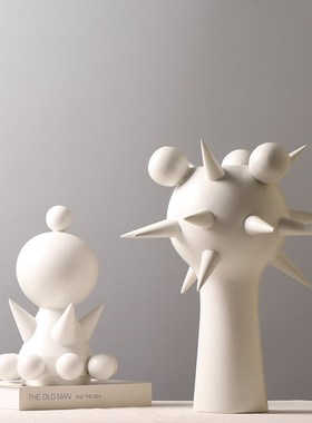 现代简约创意几何体摆件调性轻奢陶瓷装饰售楼部样板房酒店博物架