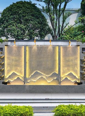 水幕墙假山流水公司酒店迎宾背景屏风别墅大厅玄关隔断装饰品摆件