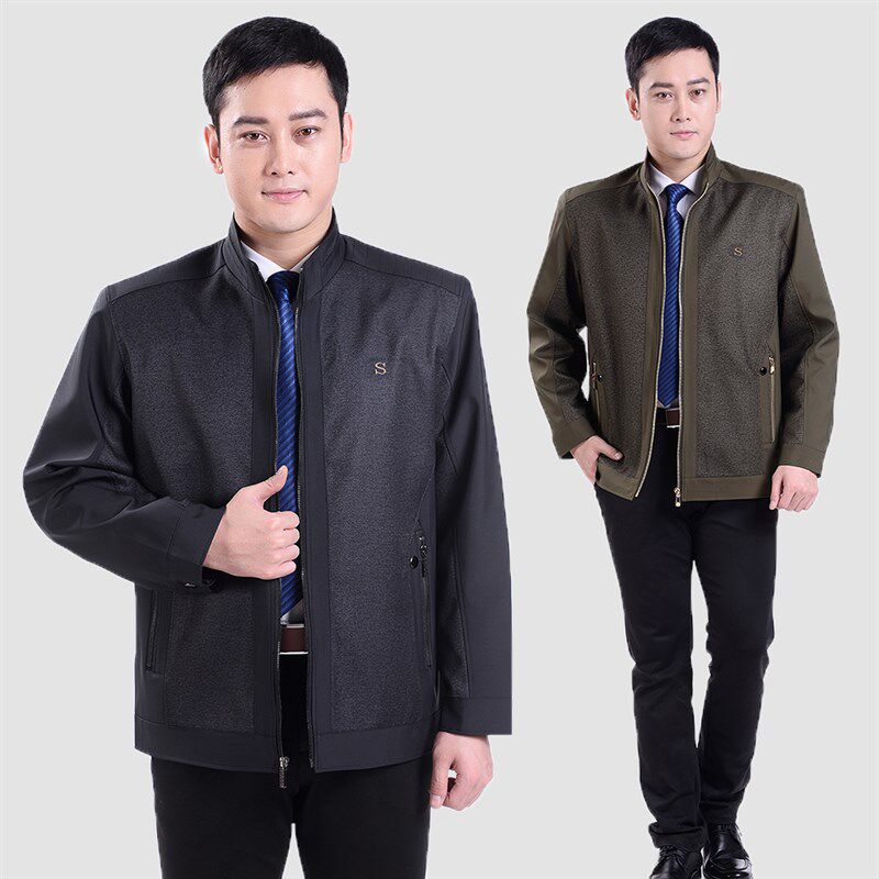 中老年男装立领上衣休闲外套中年人男士夹克衫爸爸春夏秋装男薄款