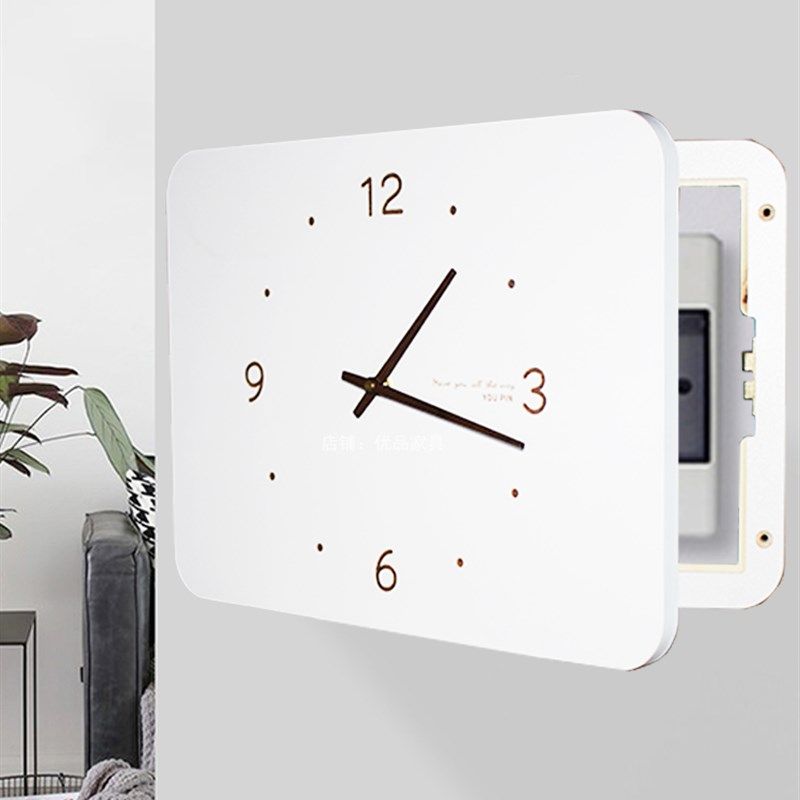 电表箱装饰画带钟表竖款简约挂钟空开箱电闸配电箱遮挡时钟免打孔