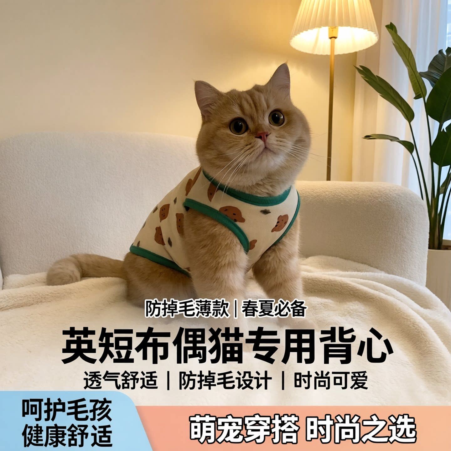猫咪衣服防掉毛薄款春季英美短蓝猫布偶猫小型犬泰迪狗狗夏天背心
