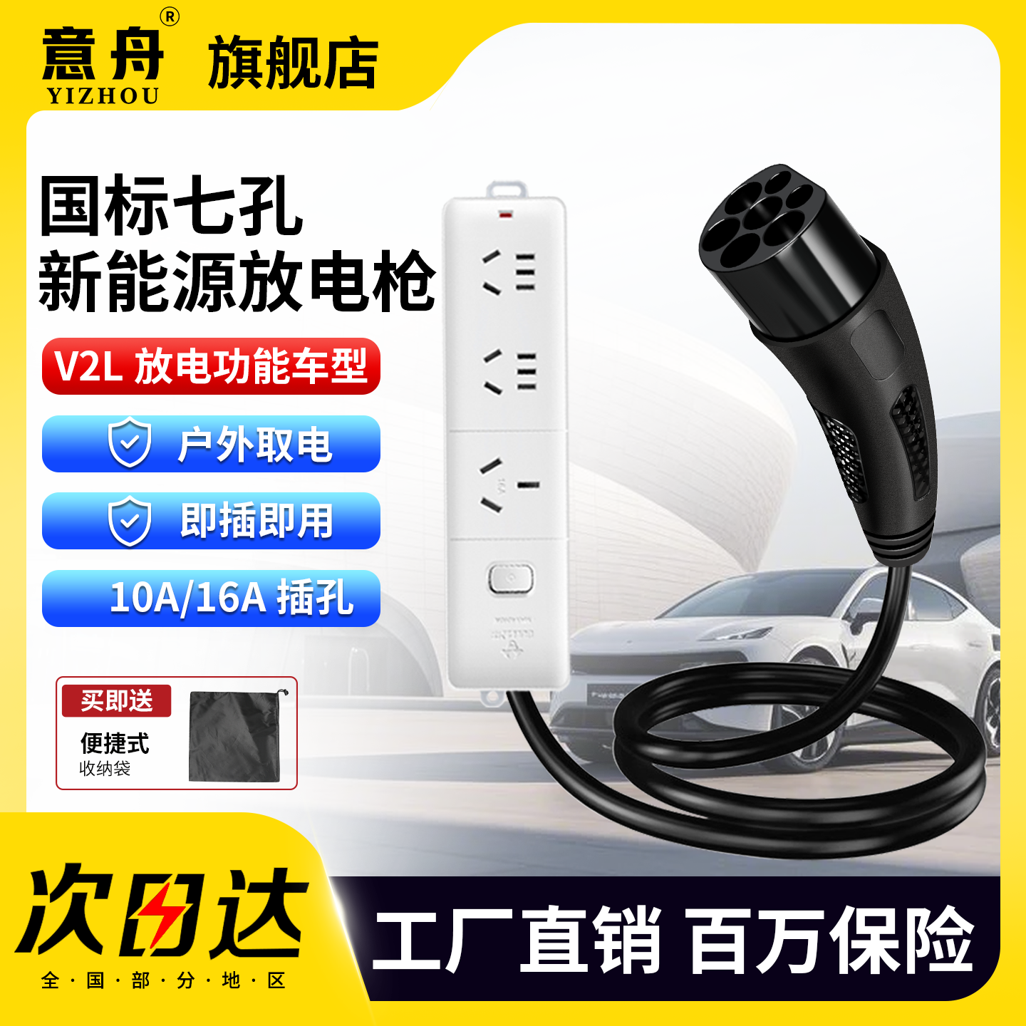 放电枪新能源电动汽车外放电适用于比亚迪理想深蓝埃安哪吒取电器