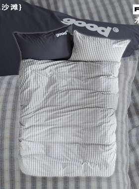 gohm{银色沙滩}全棉提花水洗棉灰色系美好商店at home四件套