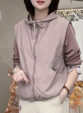 双面穿马夹女2025春秋季新款韩版连帽马甲减龄洋气显瘦百搭背心潮