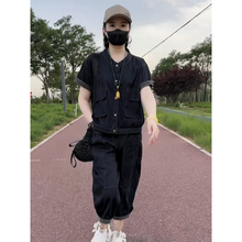 时尚百搭牛仔套装女2025夏季新款洋气显瘦减龄两件套休闲短袖外套