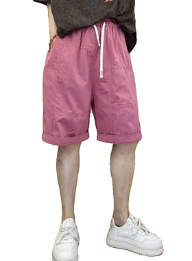 欧版时尚短裤女2025年夏季新款宽松休闲纯色阔脚高腰五分裤潮