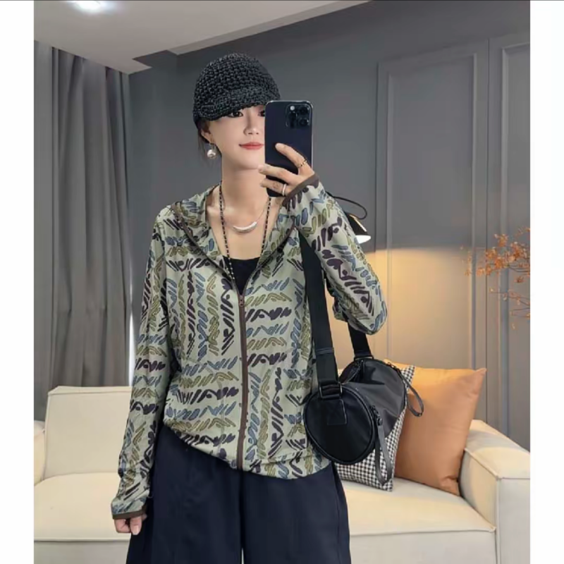 开衫百搭减龄印花迷彩防晒衣女潮