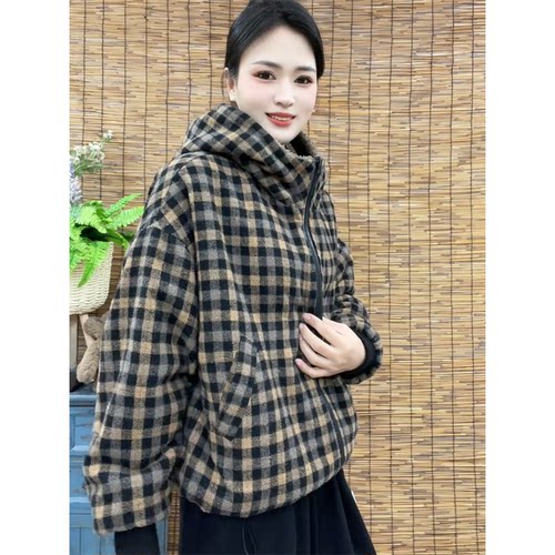 加绒加厚两面穿洋气棉衣女