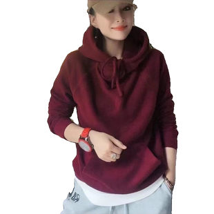 双面德绒连帽卫衣女2024秋冬新款宽松抽绳保暖漂亮内搭气质帽衫潮