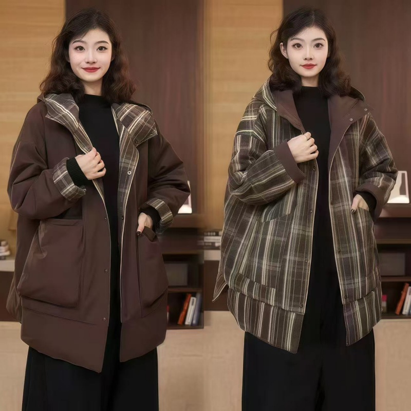 洋气减龄双面穿中长款棉服时尚