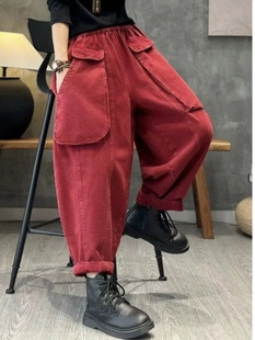 百搭休闲裤 早秋休闲大码 时尚 宽松老爹裤 棉麻风小脚束脚库 哈伦裤