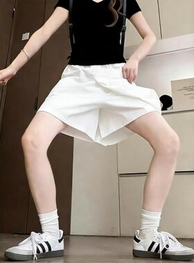 白色工装短裤女20266新春夏季外穿a字阔腿五分裤韩系休闲a字裙裤