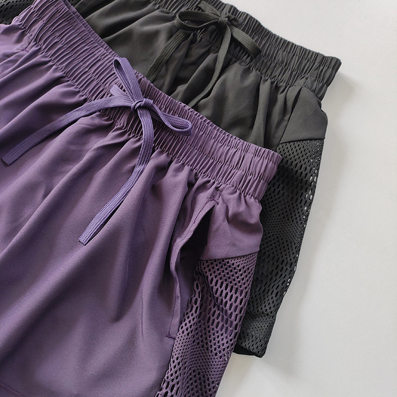 极速运动短裤口袋女夏薄款速干A假两件透气健身裤防走光显瘦跑步