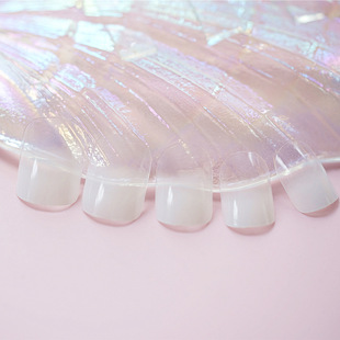 极速24aPcs Transparent White French Tips Press On Nails Fals