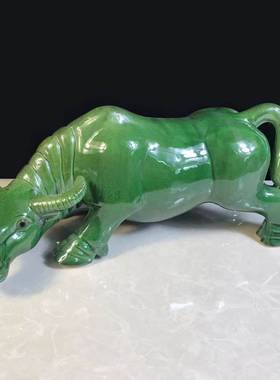 极速低头喝水牛陶瓷黄牛青牛w工艺品卫生间厨房缺角小号瓷器牛摆