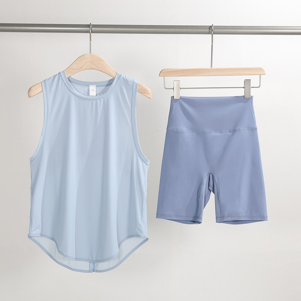 极速运动背心外搭无袖罩衫速干薄A款瑜伽服套装女跑步健身五分裤