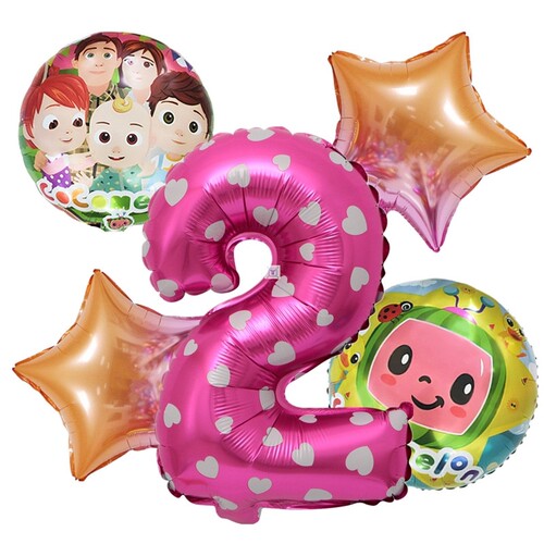 新品5Pcs Cocomelon Theme Balloon BiFrthday Party Set Baby Sh