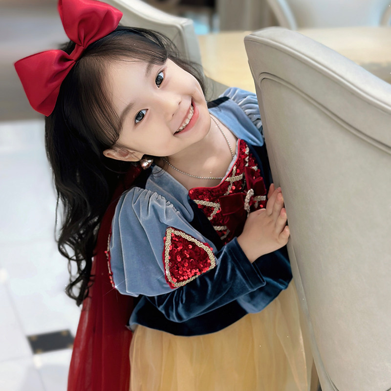 极速女童秋冬新款会发光的t白雪公主裙儿童生日礼服万圣节演出服