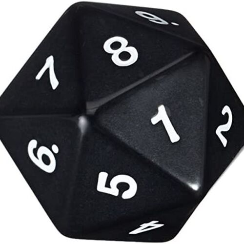 极速Koplow Games 55mm Jumbo D20 Opaque Black with WhXite Num