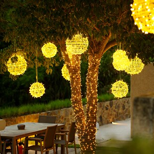 新品树灯景观灯挂树上的彩灯藤球灯球农村院子节日装W饰防水户外