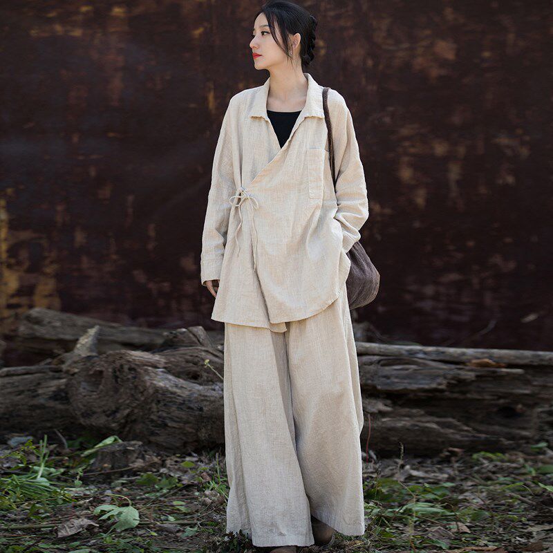 新品年轻b女佛系居士服禅意风上衣改良宽松个性洒脱打坐禅修服女
