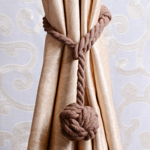 极速窗帘绑带纯手工编织美式田园棉E绳窗帘扣窗帘绑绳挂球流苏简