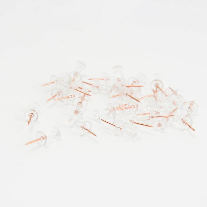 速发100pcs Transparent Rose Gold Push Pins Thumb Thumbtack B