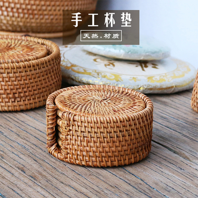 极速Vietnam rattan s tea cup g mat handmade dhiVy Vwoven tea