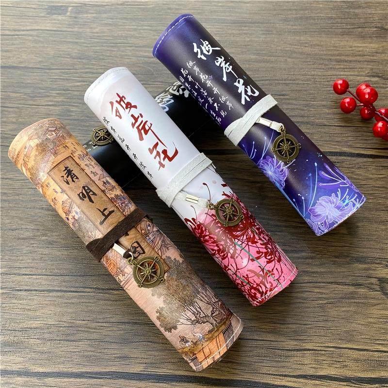 极速古风笔d帘卷笔袋初中小学生彼岸花九尾狐飞鹤男女生创意复古