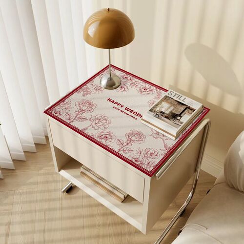 新品吾家婚品床i头柜垫子婚庆用品防尘盖布婚房装饰品红色防水喜