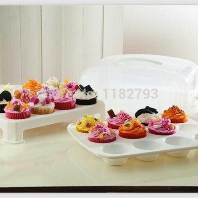 极速Cupcake Carrier - 2 Laywer Cake Courier Caddy Pastry Tre