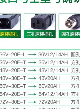 极速绿源原装电动车电瓶充电器48V6v0V6472V12/20AH20E-T30E2T原