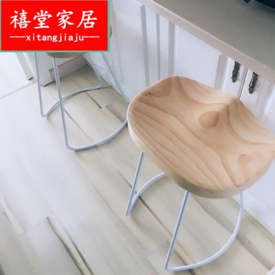 极速咖啡厅椅子椅实木前台高脚C凳家用饭店餐椅奶茶店吧台酒吧
