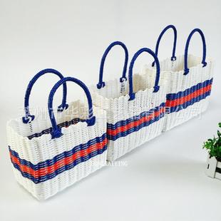 包带编织手提蓝菜子包田园包花篮竹编竹篮提子包装袋买菜筐实用