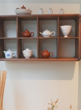 白驹格物黑胡桃实木置o物架茶家具禅意简约多宝格搁架瓷器茶室格