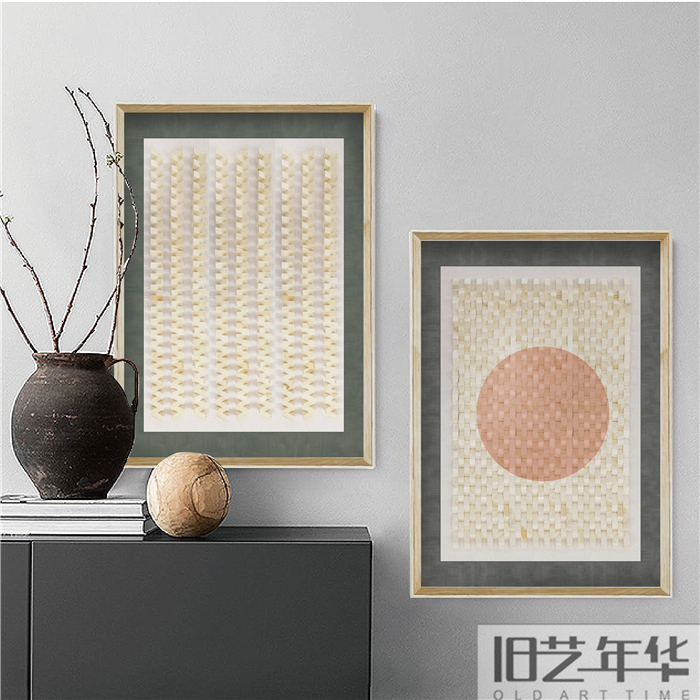 创意立体实物木头装饰画手工上色小木块几何图形组合画现代家居画